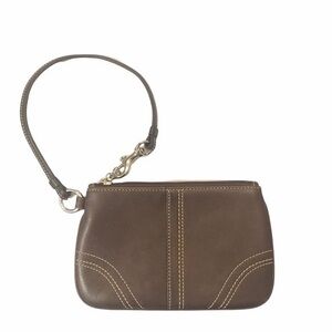 Coach brown leather wristlet bag